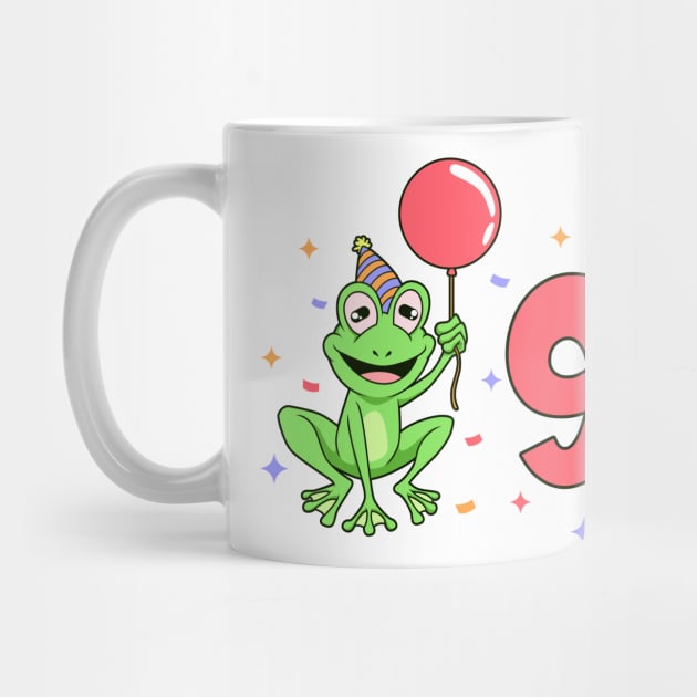I am 9 with frog - kids birthday 9 years old by Modern Medieval Design